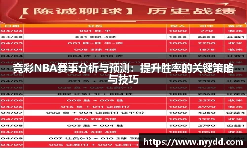 竞彩NBA赛事分析与预测：提升胜率的关键策略与技巧